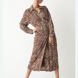 & Other Stories Brown and White midi dress in brown print